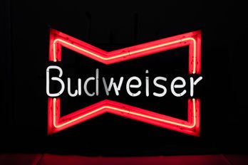 Vintage Budweiser Beer Neon Light Bar Sign Bow Tie Rare - Please See All Photos