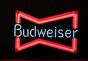 Vintage Budweiser Beer Neon Light Bar Sign Bow Tie Rare - Please See All Photos