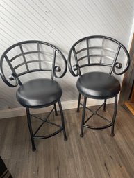 Pair Of Black Metal Bar Stools