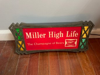 (VTG) 1960s Miller High Life Beer Back Bar Light Up Sign Game Room Man Cave NOS - Rare - Tested