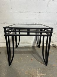 Modern Glass-Top Coffee Table With Black Metal Frame