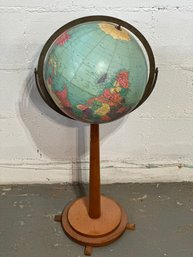 Mid-Century Dual Axis Replogle Globe On Wooden Stand