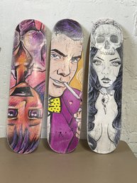 Set Of 3 Unique Art Skateboards (No Wheels)