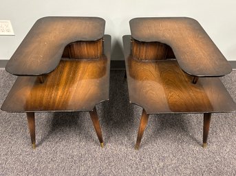 Vintage Mid-Century Modern Cutting End Tables - Pair