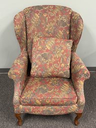 Wingback Arm Chair With Floral Print