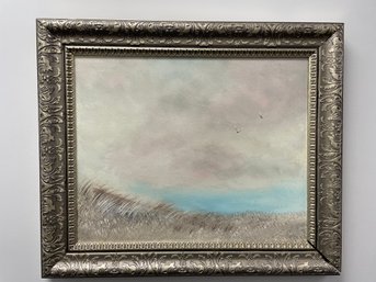 Framed Oil On Canvas Beach Scene