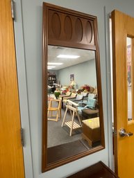 Mid-Century Modern Wall Mirror With Carved Wooden Frame