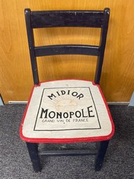 Vintage French Wine Label Painted Wooden Chair - 'Midior Monopole'