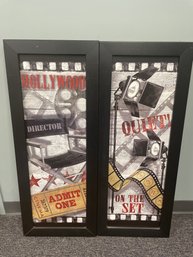 QUIET ON THE SET PRINT On Wood PROFESSIONALLY Framed - Set Of 2