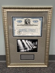 1942 NY Central Railroad-Grand Central Stock Certificate Custom Framed Display