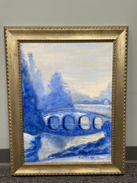 'Blue Bridge' By Rhoda Yucht Kaplan (1999) - Framed Original Painting