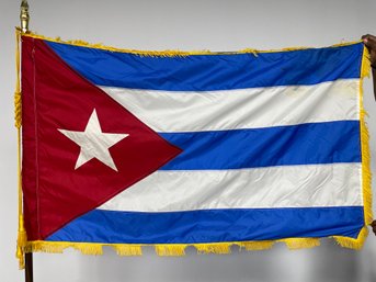 Cuban Flag With Pole And Stand