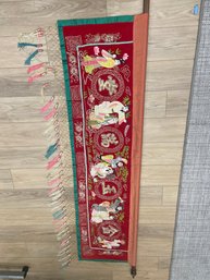 Vintage Chinese Embroidered Tapestry With Tassels