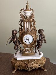 ANTIQUE Louis XVI French Set Of Bronze And Marble Clock