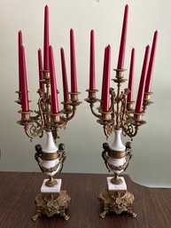 Antique Louis XV Candelabras - Pair - Brass