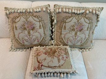 Floral Basket Aubusson Pillows - 3 Pillows Total