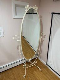 Large Standing Decorative Mirror - Cream Color - Metal