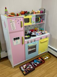 KidKraft Wooden Large Pastel Play Kitchen With Wooden/plastic Toys - Food, Table Ware - See All Photos