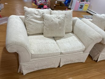 Elegant Cream Damask Loveseat