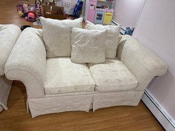 Elegant Cream Damask Loveseat