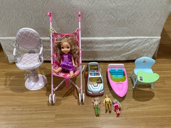 Lot Of Assorted Toy Rapunzel Included, Barbie Boat And More