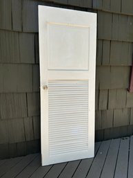 Vintage Louvered Interior Door With Crystal Doorknob