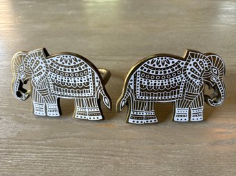 Brass Elephant Curtain Tie Back Drape Holder Boho Chic Cottagecore - Pair