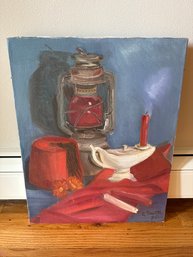 Vintage Still Life Painting By R. Baron (1980) - Oil On Canvas