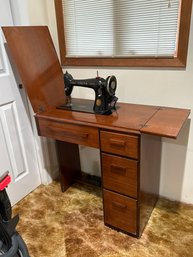 Singer Sewing Machine W/ Table And Draws Full Of Sewing Gear - Fully Restored And Operational