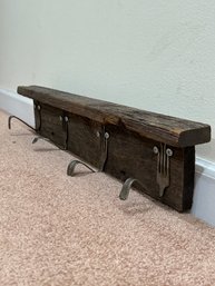 Rustic Coat Rack W/ Fork Hooks