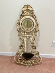 VINTAGE ITALIAN ROCOCO HAND CARVED AND PAINTED Hang Mounted Clock - Key Included