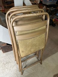 Vintage Folding Chair, Mid Century Metal With Cushion- Set Of 5 -