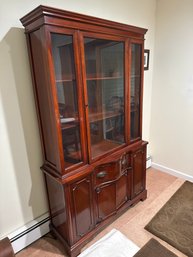 1940s Vintage Mahogany Regency Style Serpentine China Cabinet