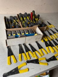 Large Lot Of Assorted Tools, Measuring Tape, Screw Drivers, Klein Tools Wire Strippers - See All Photos