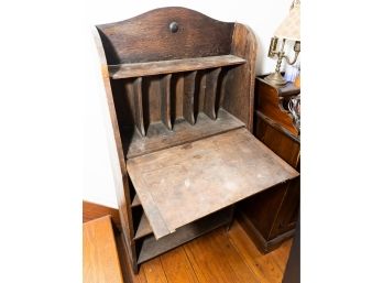 Vintage Early 19th Century Desk, Wooden, Drop Front, Letter Compartments