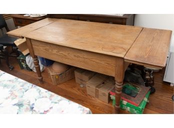 Draper Table, Pine, With End Leafs And Drawers