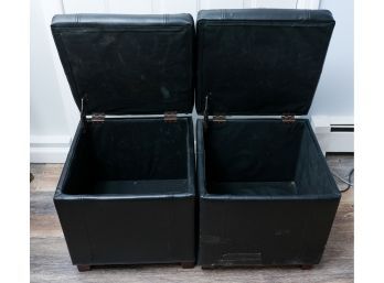 2 Storage Ottomans - Faux Leather