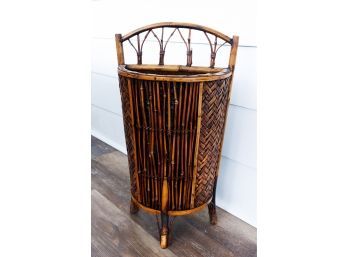 Mid Century Scorched Split Bamboo Umbrella Stand