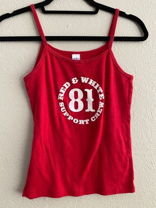 Red And White 81 Support Crew Sleeveless
