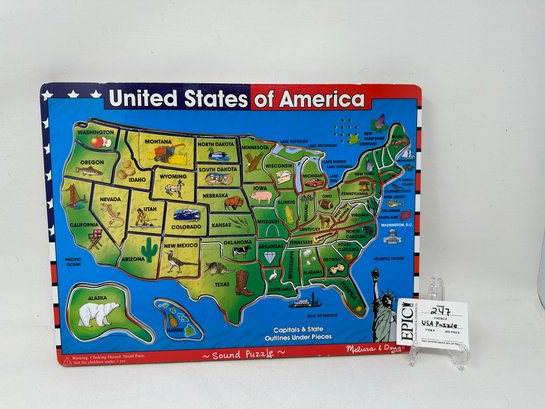 Lot 247 Melissa & Doug Deluxe Wooden USA Map Sound Puzzle