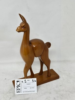 Lot 56 Llama Wood Curving Figurine, No Damage, Very Nice Display For Tables, Corner Stands Display