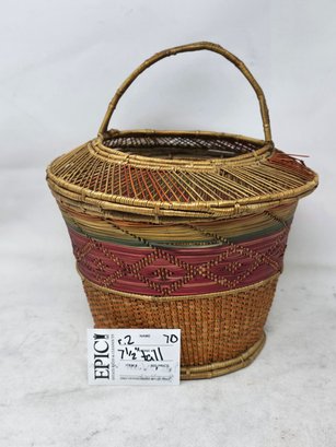 Lot 70 7 And 1/2' Tall Peruvian Woven Basket