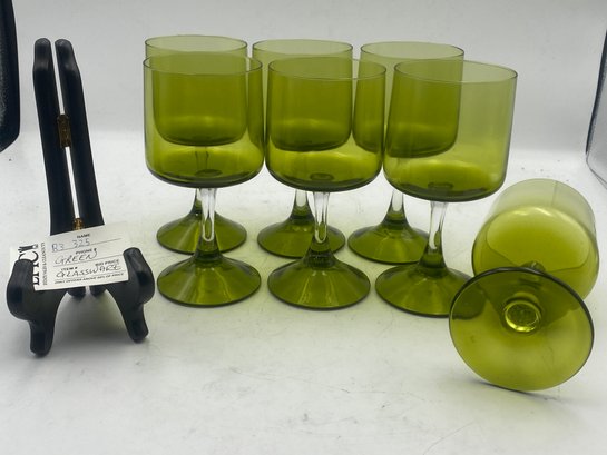 Lot 325 Retro Olive Green Glassware, Wine Glass