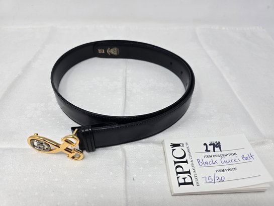 Lot 279 Gucci Italy Black Leather Belt: Size 75/30 - Timeless Style