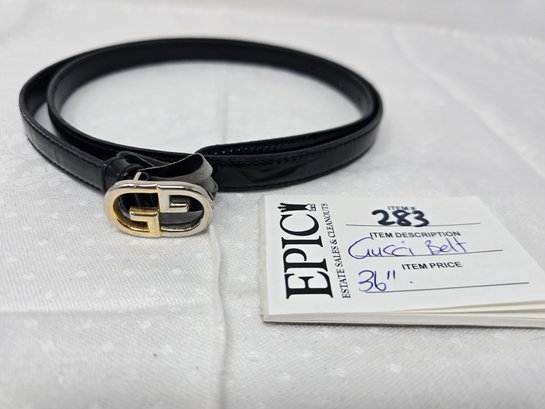 Lot 283 Gucci Italy Black Leather Belt: Size 36'