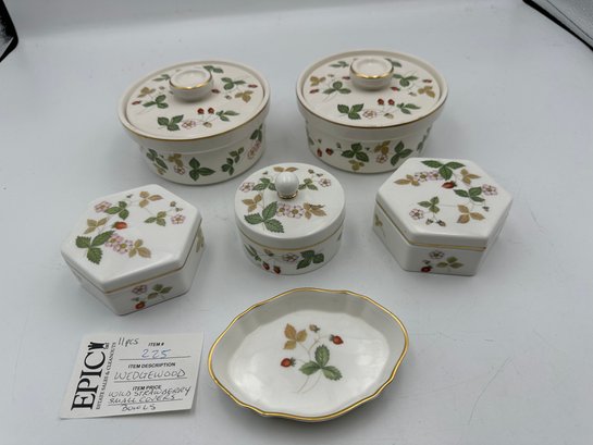 Lot 225 11pcs RARE WEDGEWOOD WILD STRAWBERRY  SMALL COVERS COLLECTIBLE BOWLS - Made In England