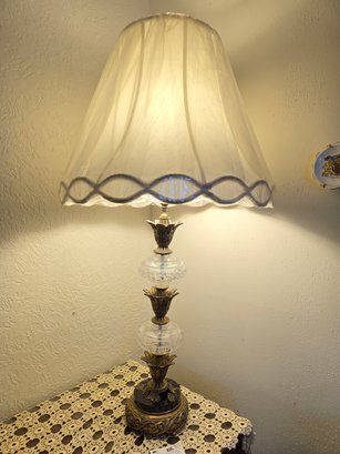 Lot 326 Victorian Cut Crystal Brass Marble Lamp - Approx. 38'T: Elegance Illuminated
