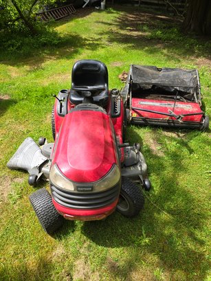 Lot 78 Craftsman DGS 6500 Mower With Sweeper Attachment: Efficient Lawn Care Duo