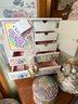Lot 10 Girls Wooden Jewelry Box Cabinet Drawers Organizer And Figurines