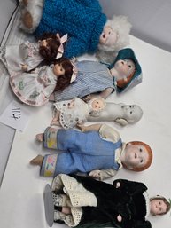 Lot 114 Assorted Cloth Body Porcelain Dolls